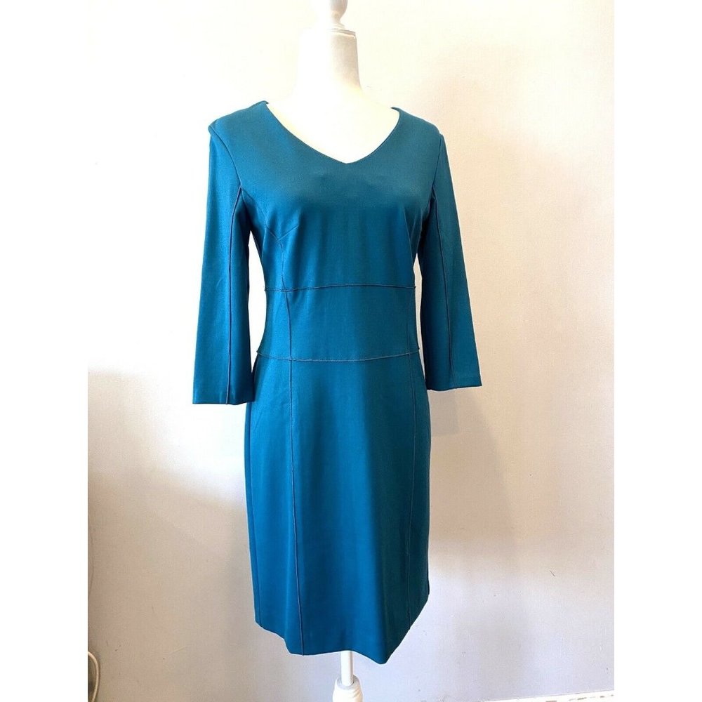MINAN WONG NEW $260 Teal 3/4 Sleeve Ponte Dress